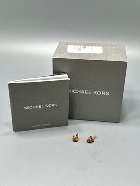 Michael Kors Gold Plated Sterling Silver Hart Shaped Small Stud Earrings